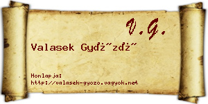 Valasek Győző névjegykártya